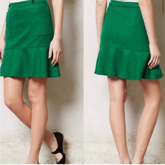 Maeve Dresses & Skirts - Maeve (Anthropologie) Beautiful Bright Green Wool Blend Skirt w/Pockets. Size 4.